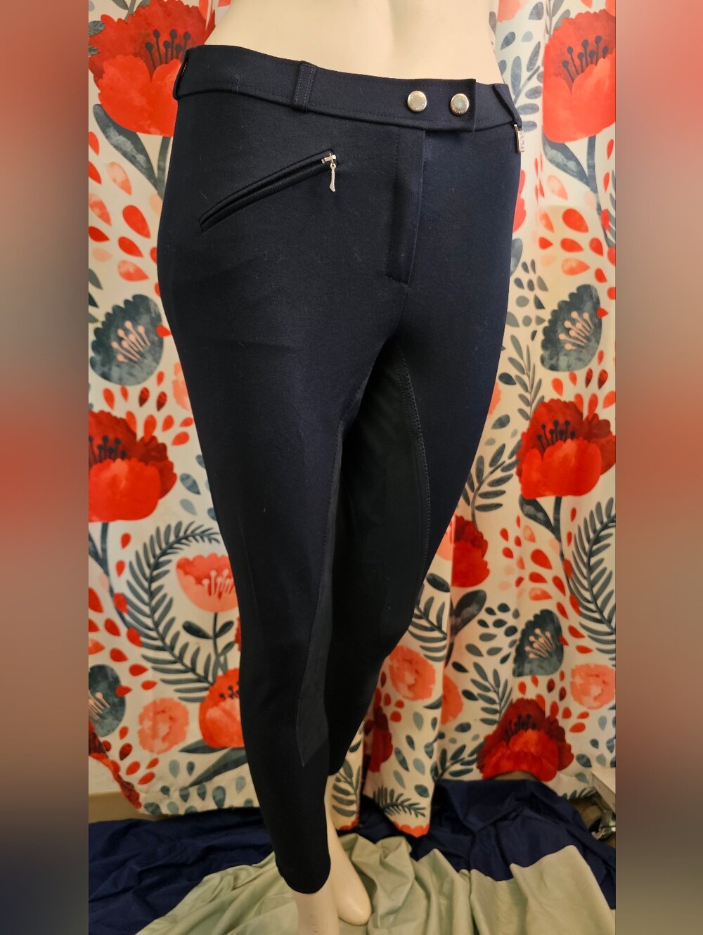 Navy Riding Breeches with Zip Pockets